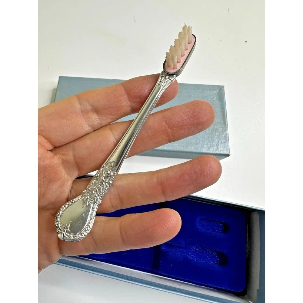 WEB Sterling Pewter Baby Toothbrush Ballet Vintage Includes Box